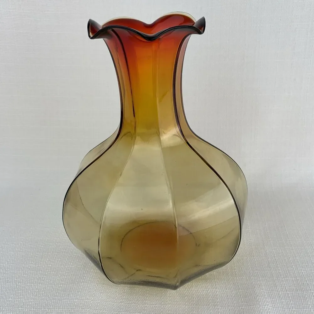 Vintage Tiara Amberina Vase 8